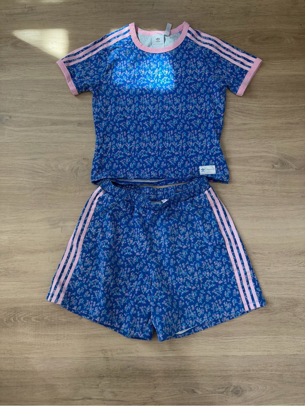 Adidas Blue Floral kseniaschnaider Set with Pink Trim